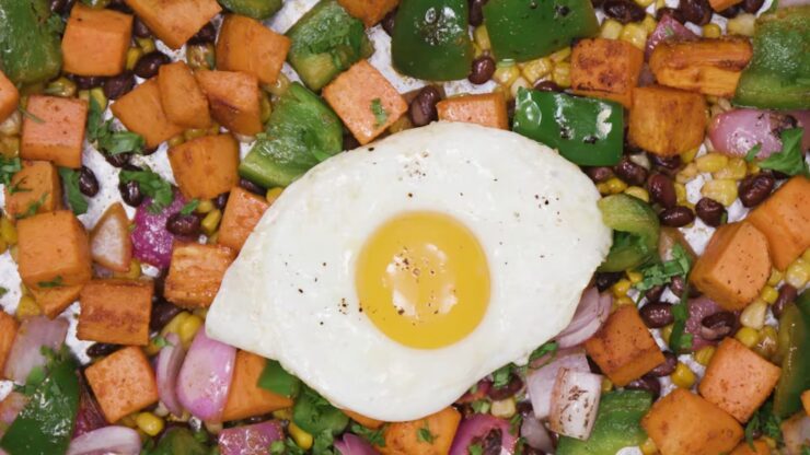 Sheet Pan Roasted Sweet Potato Black Bean Hash